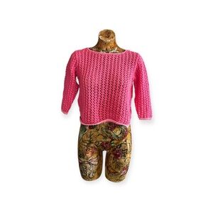 Norton McNaughton Petites pink crochet knit sweater top medium petite